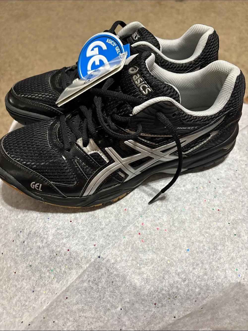 Asics Black and Silver GEL Volleyball Shoes